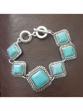 Faux Turquoise Silver Bracelet